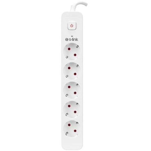 S-link SPG501S 1.5m 1.5mm 100 yüzde Bakır 750 Joule 5 li Anahtarlı Akım Korumalı Priz