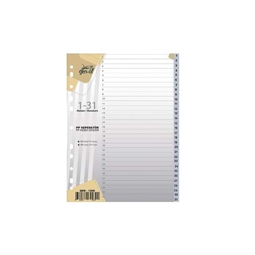 Gen-of Seperatör 1-31 Rakamlı Plastik A4