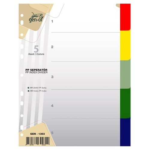 Gen-of Seperatör 1-5 Renkli Plastik A4