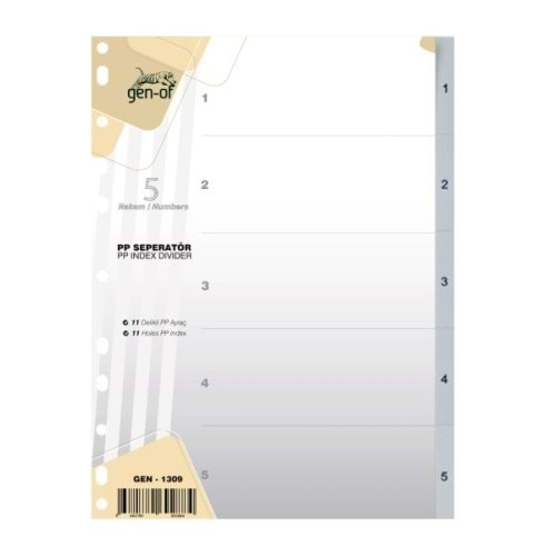Gen-of Seperatör 1-5 Rakamlı Plastik A4