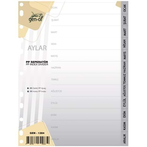 Gen-of Seperatör 1-12 Aylar Plastik A4