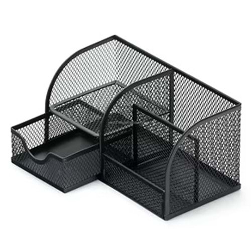 Bafix Metal Kalemlik 4 Bölmeli Siyah Mmk7023