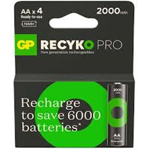 GP AA 2100 mAh Şarjlı Kalem Pil 4'lü Paket ReCyko Pro GP210AAHCBEM-2GB4