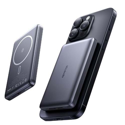 MCDODO MC-4651 10000mAh 20W Metal Ultra İnce Manyetik Kablosuz Powerbank - Siyah