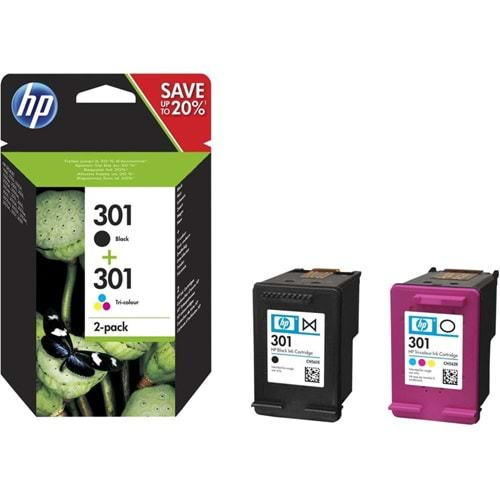 HP 301 Black-Color Siyah-Renkli Multi Paket N9J72AE