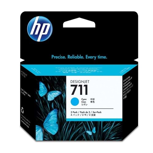 HP 711 Cyan Mavi 29ML 3lü Plotter Kartuş Seti CZ134A