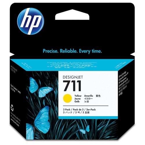 HP 711 Yellow Sarı 29ML 3lü Plotter Kartuş Seti CZ136A