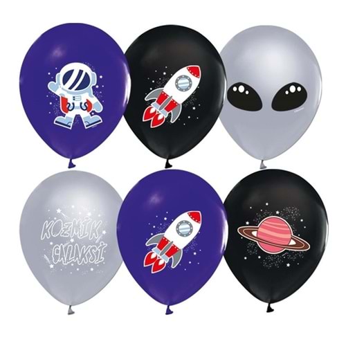 Balonevi Balon 4+1 Kozmik Galaksi Baskılı 12