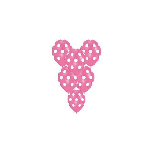 Balonevi Balon Çepeçevre Puantiye Baskılı Pembe 12