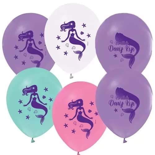 Balonevi Balon 3+1 Pırıltılı Deniz Kızı Baskılı 12