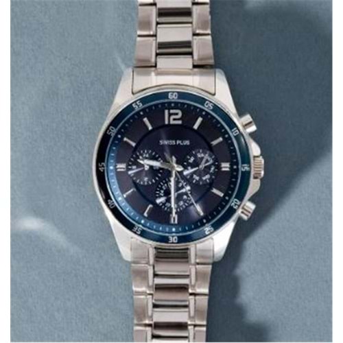 Swiss Plus Man Watch Basic Seri Model-8 ST3516AGS Lüx Blue-Silver(Kol Saati)