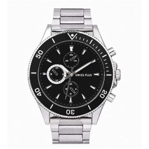 Swiss Plus Man Watch Basic Seri Model-10 ST3516AGS Lüx Black-Silver(Kol Saati)