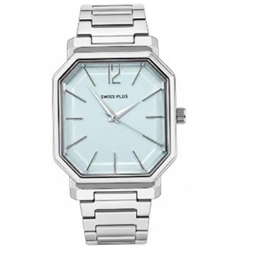 Swiss Plus Man Watch Basic Seri Model-11 ST3507AGS Max Plus Light Blue-Silver(Kol Saati)