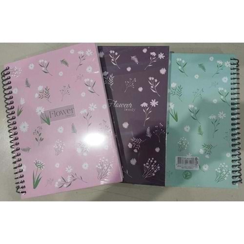 Dilman Flower Spiralli Defter 16x22 80 YP Kareli 6190