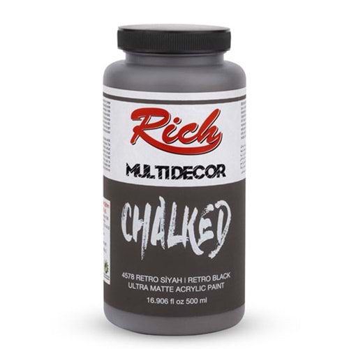 Rich Akrilik Boya Multi Decor Chalked 500 CC Retro Siyah 4578