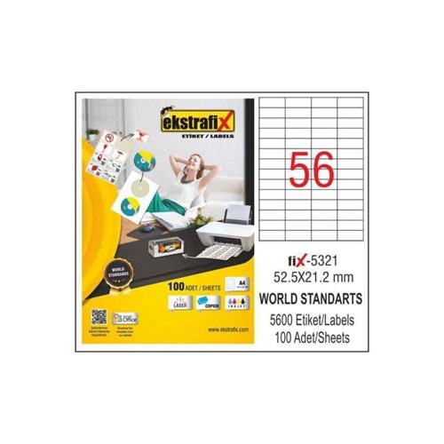 Ekstrafix Laser Etiket 52,5x21,2 Fix-5321