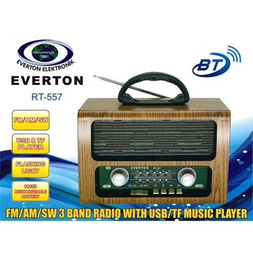 Everton Rt-557 Bluetooth Fm-Usb-Tf-Aux Şarjlı Nostaljik Radyo