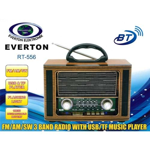 Everton Rt-556 Bluetooth Fm-Usb-Tf-Aux Şarjlı Nostaljik Radyo