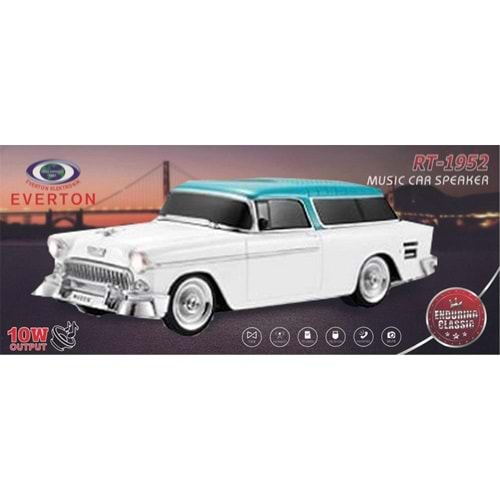 EVERTON RT-1952 Beyaz Arabalı Bluetooth Fm-Usb-Tf-Aux Şarjlı Nostaljik Radyo