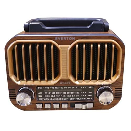 Everton RT-679 Bluetooth-USB-SD-FM Şarjlı Solarlı Nostaljik Radyo