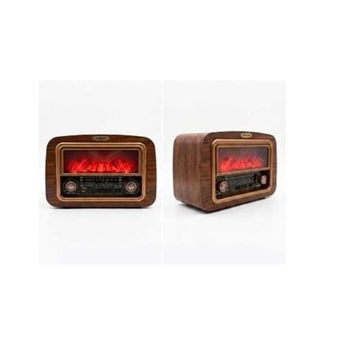 Everton Rt-742 Şömine Göstergeli Bluetooth Fm-Usb-Tf-Aux Şarjlı Nostaljik Radyo