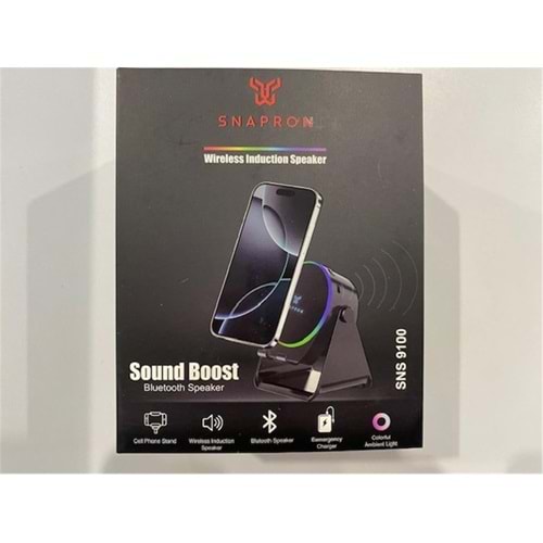 Snapron SNS-9100 Siyah (İNDUCTİON Özellikli) RGB Bluetooth Speaker (Phone Stand-Ambient Light)
