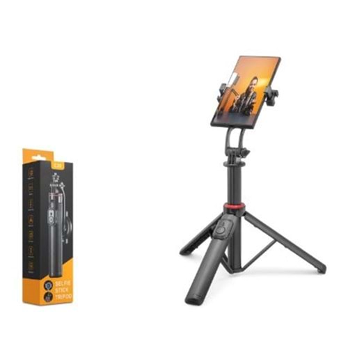 NODAR ND1047 Telefon Tripodu ve Selfie Çubuğu Seti Manyetik Bluetooth Kumandalı 130 cm - Siyah