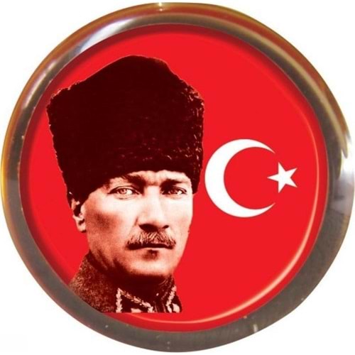 Vatan Rozet Atalı Kalpaklı Bayrak Yuvarlak VT613 (1 Adet)