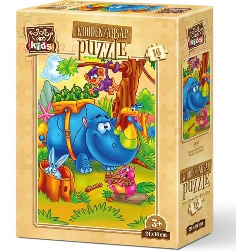 Art Puzzle 16 Parça Çalışkan Gergedan 5856