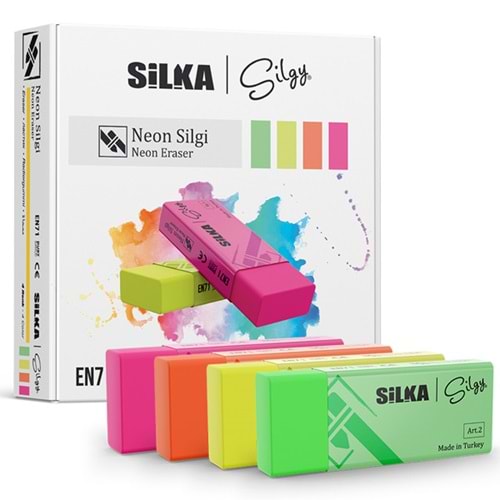 Silka Öğrenci Silgisi Neon 4 Renk Art.23 (1 Adet)