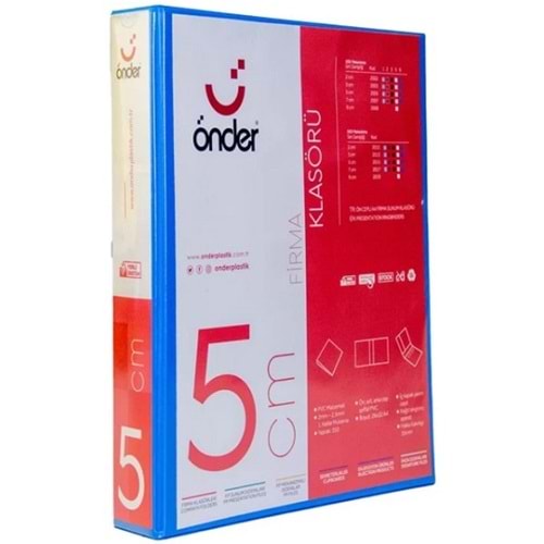 Önder Sunum Klasörü 4 Halkalı 50 MM A4 Mavi 2015-1