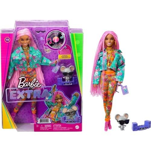 Barbie Extra Pembe Örgü Saçlı Bebek MTL-GXF09