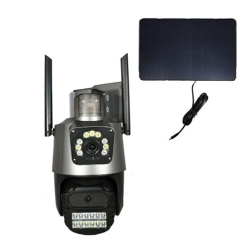 Apronx APX-WSP242 6Mp 2.8mm 4G Solar Çift Kamera 19 Led PTZ