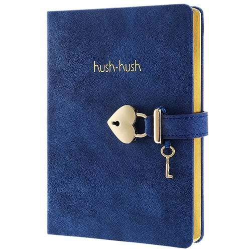 Vj Defter Hush Hush Kilitli 13x18 80 GR 160 YP Çizgili Mavi 1331