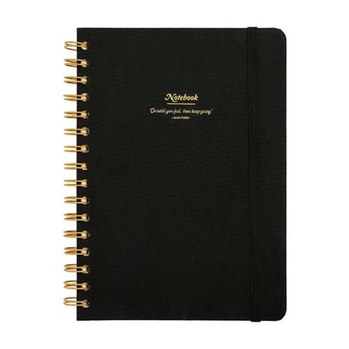 Victoria's Journals Canvas Sert Kapak Spiralli Defter A5 100GR 160 Sayfa Siyah