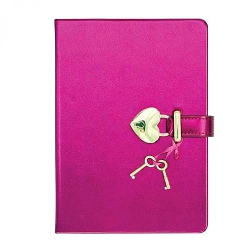 Hush Hush Kilitli Metalik Defter Kutulu 80 Gr 160 Yp Çiz.Koyu Pembe