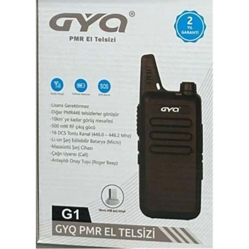 GYQ-QG1 PMR El Telsizi 10 Km Mesafeli Siyah Tekli Paket