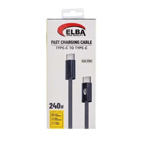 Elba ELB-2704 240w Type-c To Type-c 1mt Örgülü Desenli Şarj Kablosu 480Mps Hızlı Şarj