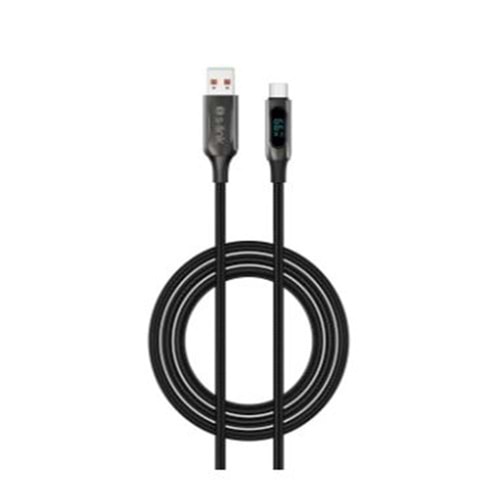 S-link Armor LED UC-066 66W 1m USB to Type-C PD Örgülü LED Başlıklı Siyah Hızlı Şarj Kablosu