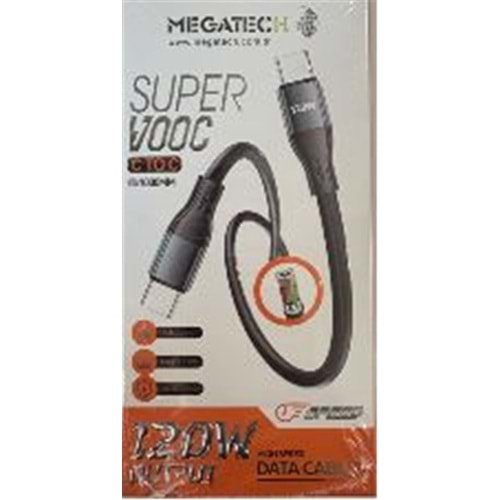 Megatech MT-120UT 120W USB To Type-c Data Kablosu ( Telefonda Turbo Saniye GösTergeli )