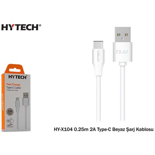 Hytech HY-X104 0.25m 2A Type-C Beyaz Şarj Kablosu