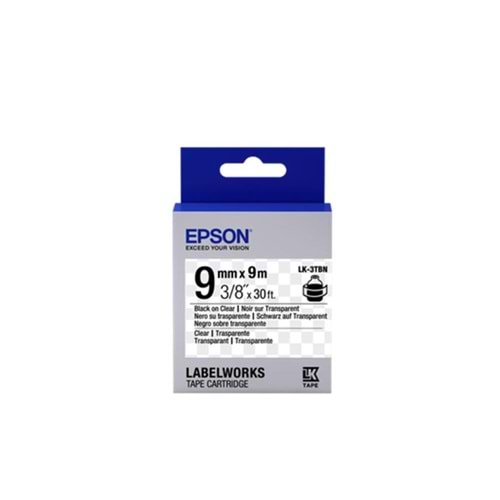 Epson LK-3TBN Şeffaf Üzeri Siyah 9mm 9Metre Etiket