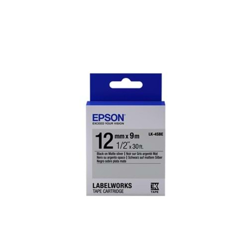 Epson LK-4SBE Gümüş Üzeri Siyah 12mm 9Metre Etiket