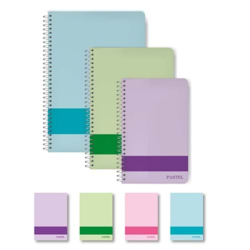 Elma Spiralli Sert Kapak Defter Pastel 17x24 120 YP Çizgisiz