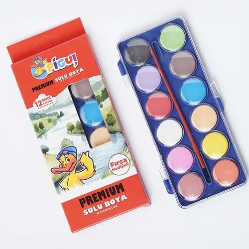 Pigui Premium Sulu Boya Büyük Boy 12 Renk Pgsb-93