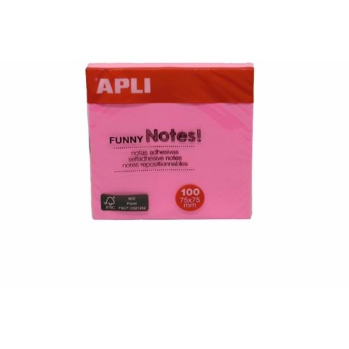 Apli Yapışkanlı Not Kağıdı Pembe Funny 100 YP 75x75 11898