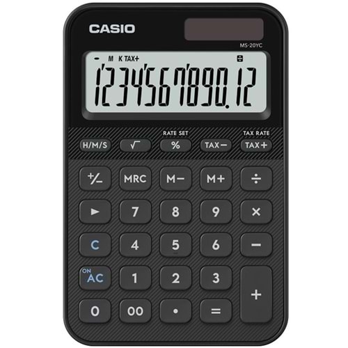 Casio MS-20YC-BK 12 Hane Siyah Masa Üstü Hesap Makinesi