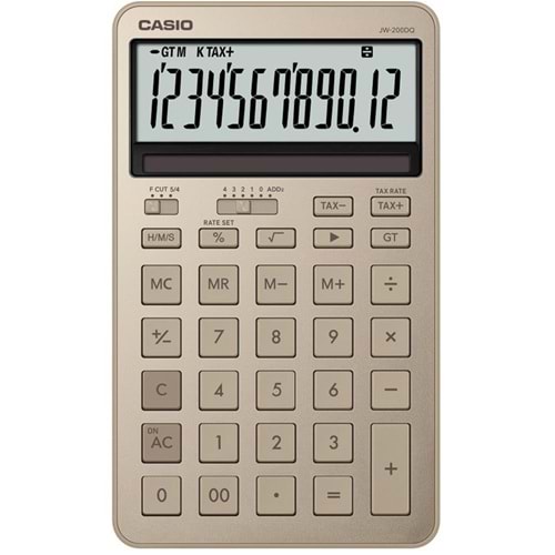 Casio JW-200DQ-GD12 Hane Parlak Altın Masa Üstü Hesap Makinesi