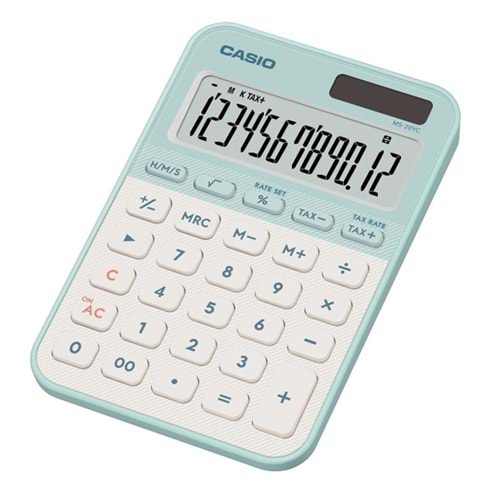 Casio MS-20YC-LG 12 Hane Pastel Yeşil Beyaz Masa Üstü Hesap Makinesi