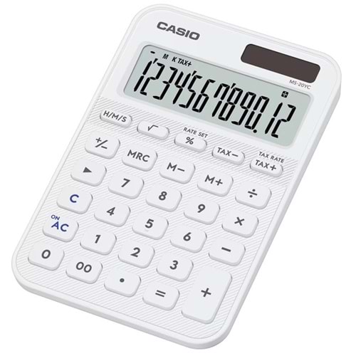 Casio MS-20YC-WE 12 Hane Beyaz Masa Üstü Hesap Makinesi